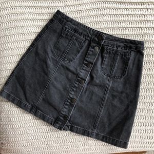 Topshop tall button front moto skirt